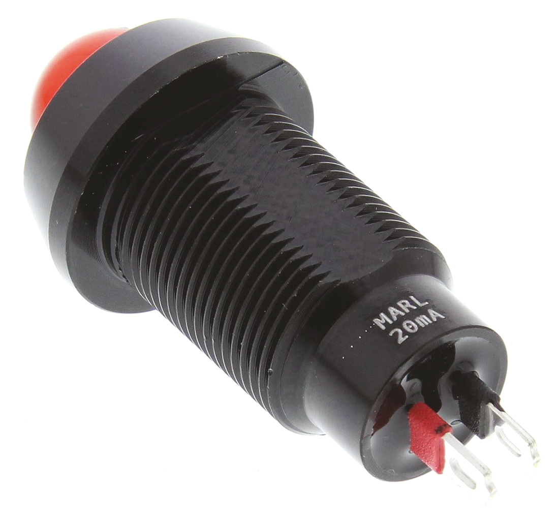 Marl Red Panel Mount Indicator, 1.9V dc, 12.7mm Mounting Hole Size, Solder Tab Termination