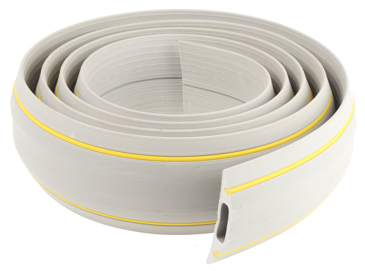 RS PRO 3m Grey/Yellow Cable Cover in Rubber, 30mm Inside dia.