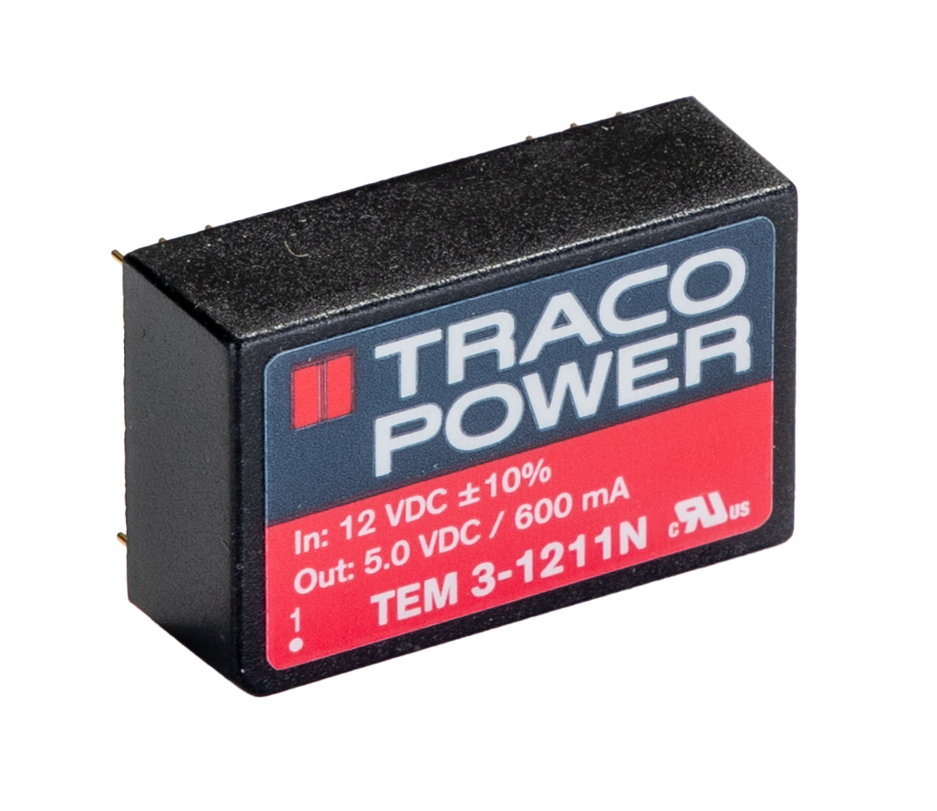 TRACOPOWER TEM 3N DC-DC Converter, 5V dc/ 600mA Output, 10.8 → 13.2 V dc Input, 3W, Through Hole, +75°C Max Temp