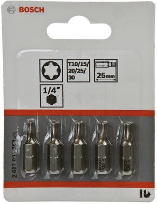 Bosch Torx Screwdriver Bit, T10, T15, T20, T25, T30 Tip