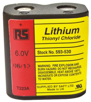 RS PRO 223 A/H, 6V Lithium Thionyl Chloride Computer Backup Power Battery