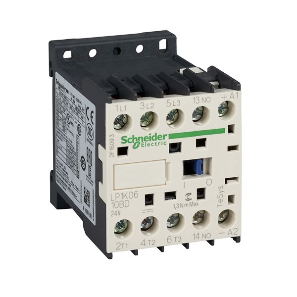 Schneider Electric TeSys LP1K Contactor, 24 V dc Coil, 3-Pole, 6 A, 3 kW, 3NO, 690 V ac