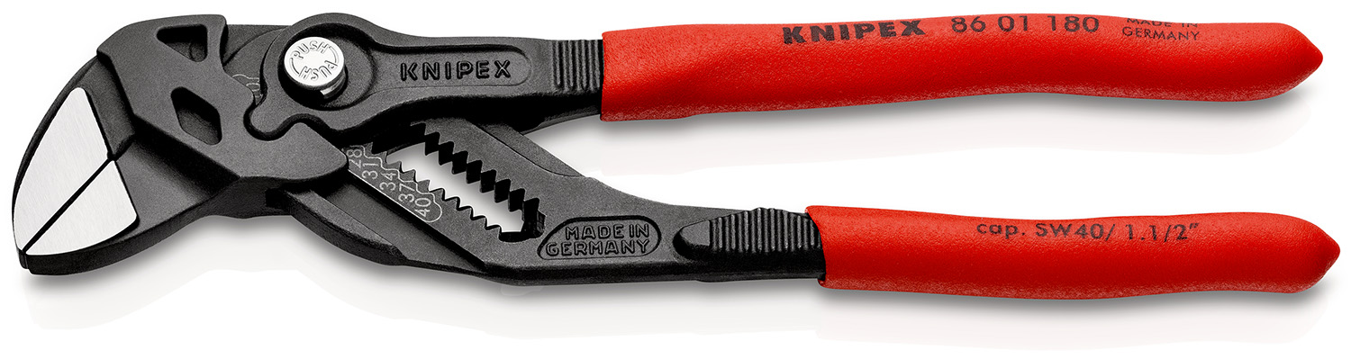 Knipex Plier Wrench, 180 mm Overall, Angled, Straight Tip, 40mm Jaw