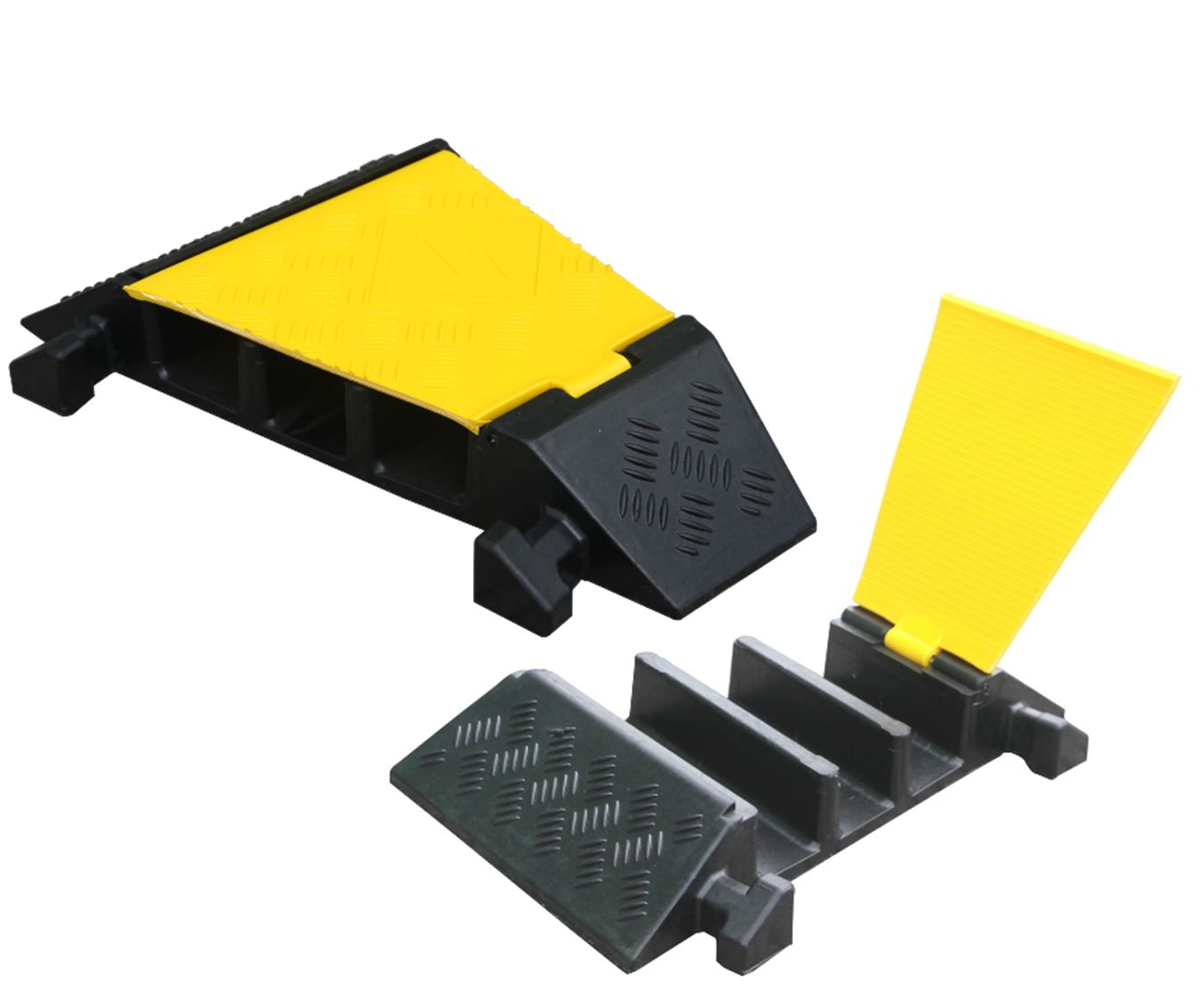 RS PRO 310mm Black/Yellow Cable Cover in Natural Rubber, 65mm Inside dia.