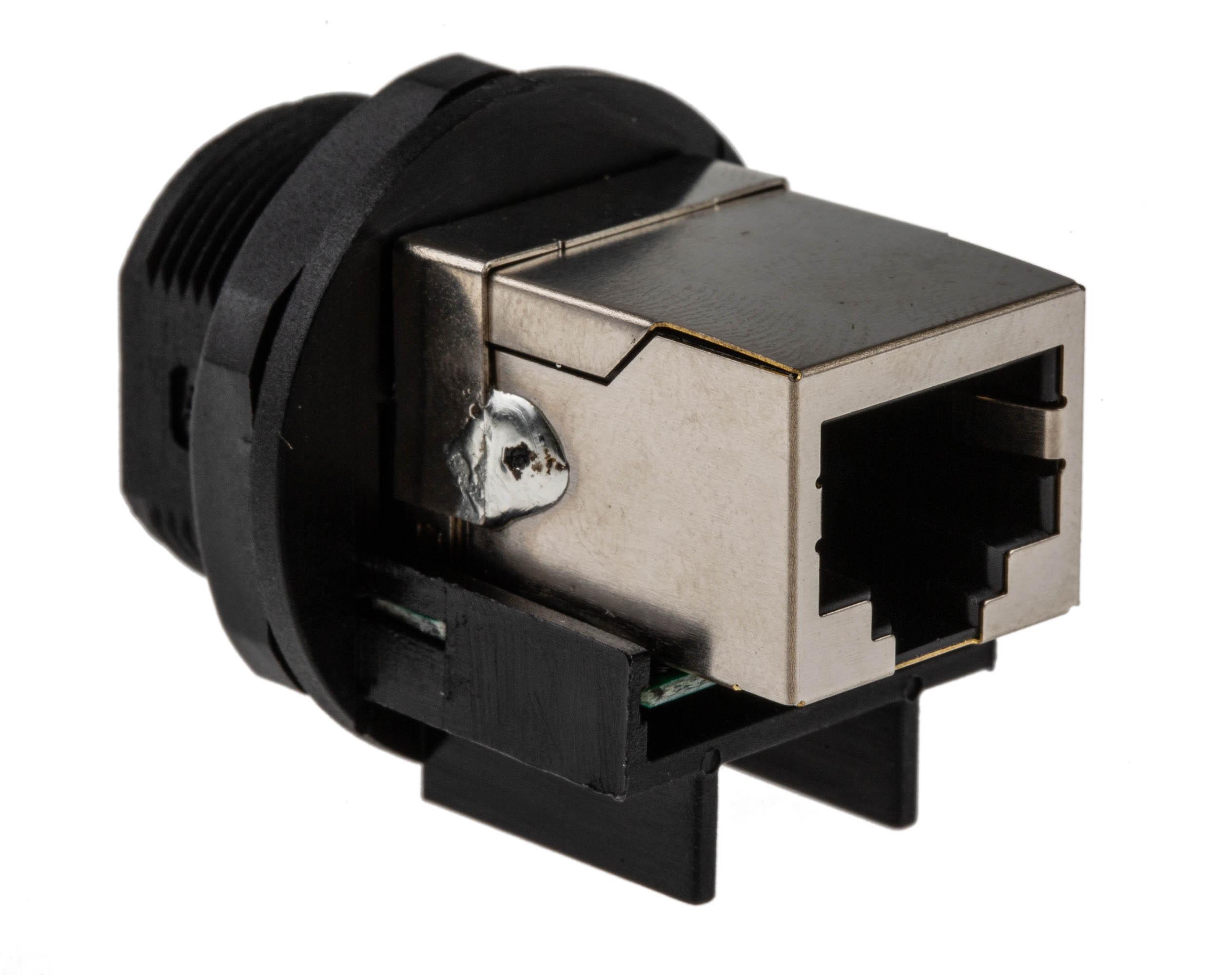 Amphenol Socapex RJ45F7RJ Series Female RJ45 Connector, Panel Mount Straight