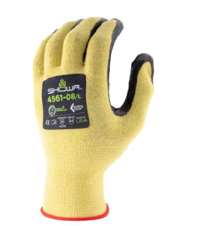 Showa Yellow Elastane Cut Resistant Gloves, Size 7, Nitrile Foam Coating