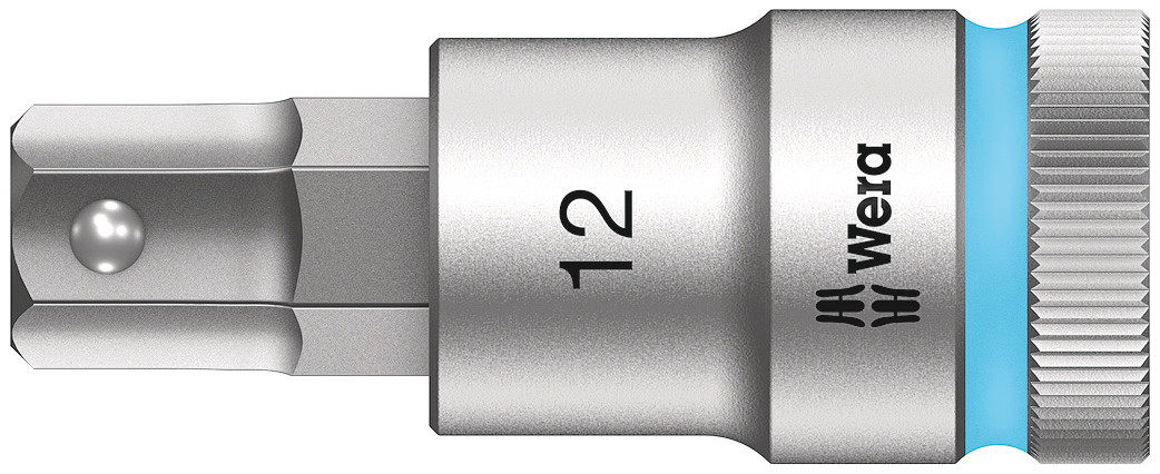 Wera 1/2 in Drive Bit Socket, Hex Bit, 12mm, 60 mm Overall Length