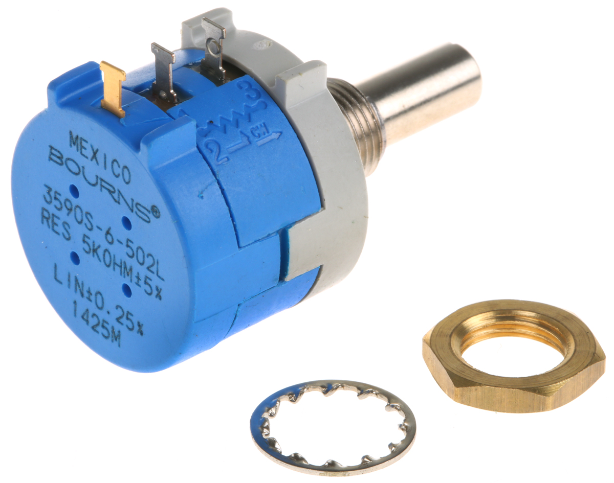 Bourns 3590 5kΩ Rotary Potentiometer 1-Gang Panel Mount, 3590S-6-502L