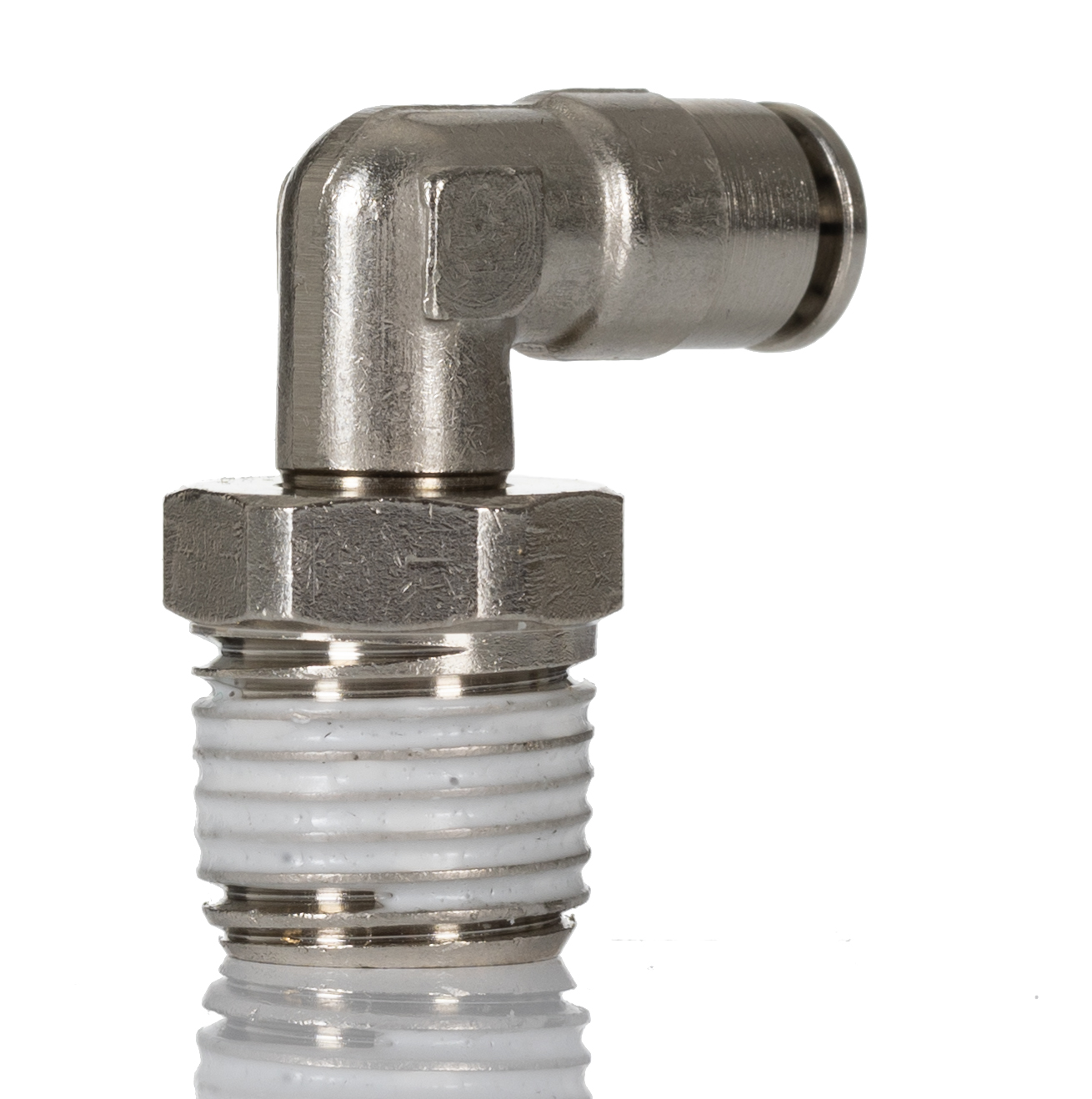 Norgren PNEUFIT 10 Series Elbow Fitting, R 1/4 Male to Push In 4 mm, Threaded-to-Tube Connection Style, 10147