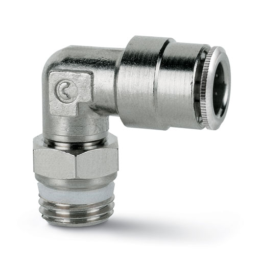 Camozzi 6000 Series Swivel Elbow, 10 mm to G 1/4 Male, Threaded-to-Tube Connection Style, S6520 10-1/4