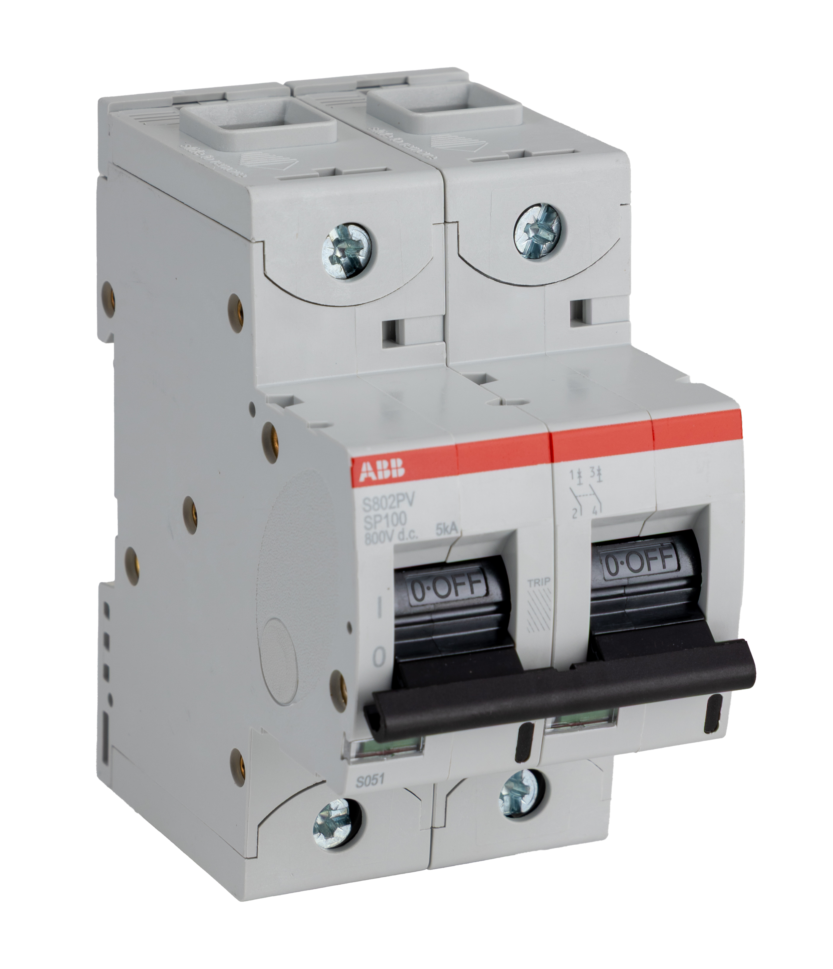 ABB S800PV MCB, 2P, 100A Curve B, 800V DC, 5 kA Breaking Capacity