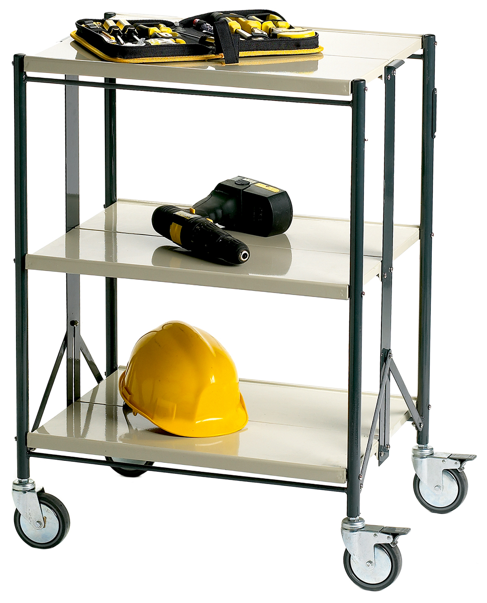 RS PRO 3 Shelf Steel Trolley Trolley, 560 x 445mm, 80kg Load