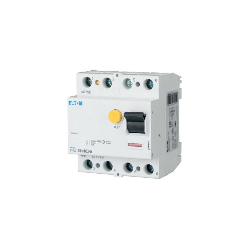 Eaton PFIM RCD, 63A, 4 Pole, 30mA, Type AC, 230V ac