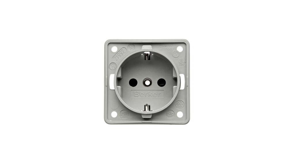 Berker 841 Grey Plug Socket, 16A, Type F - German Schuko