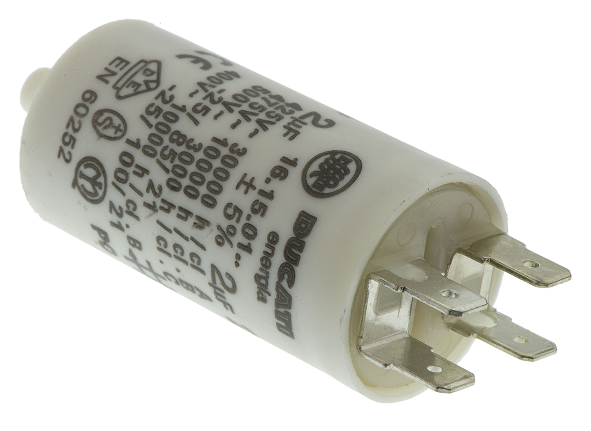 Ducati Energia 4.16.15 Polypropylene Film Capacitor, 500V ac, ±5%, 2μF, Stud Mount