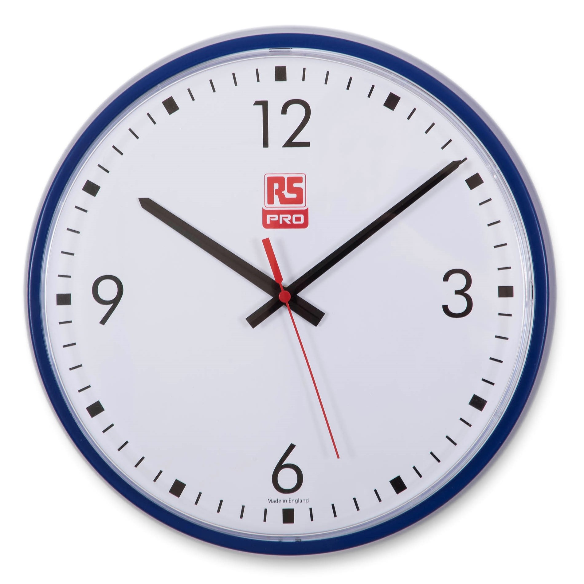 RS PRO Blue Analogue Wall Clock, 310mm Diameter