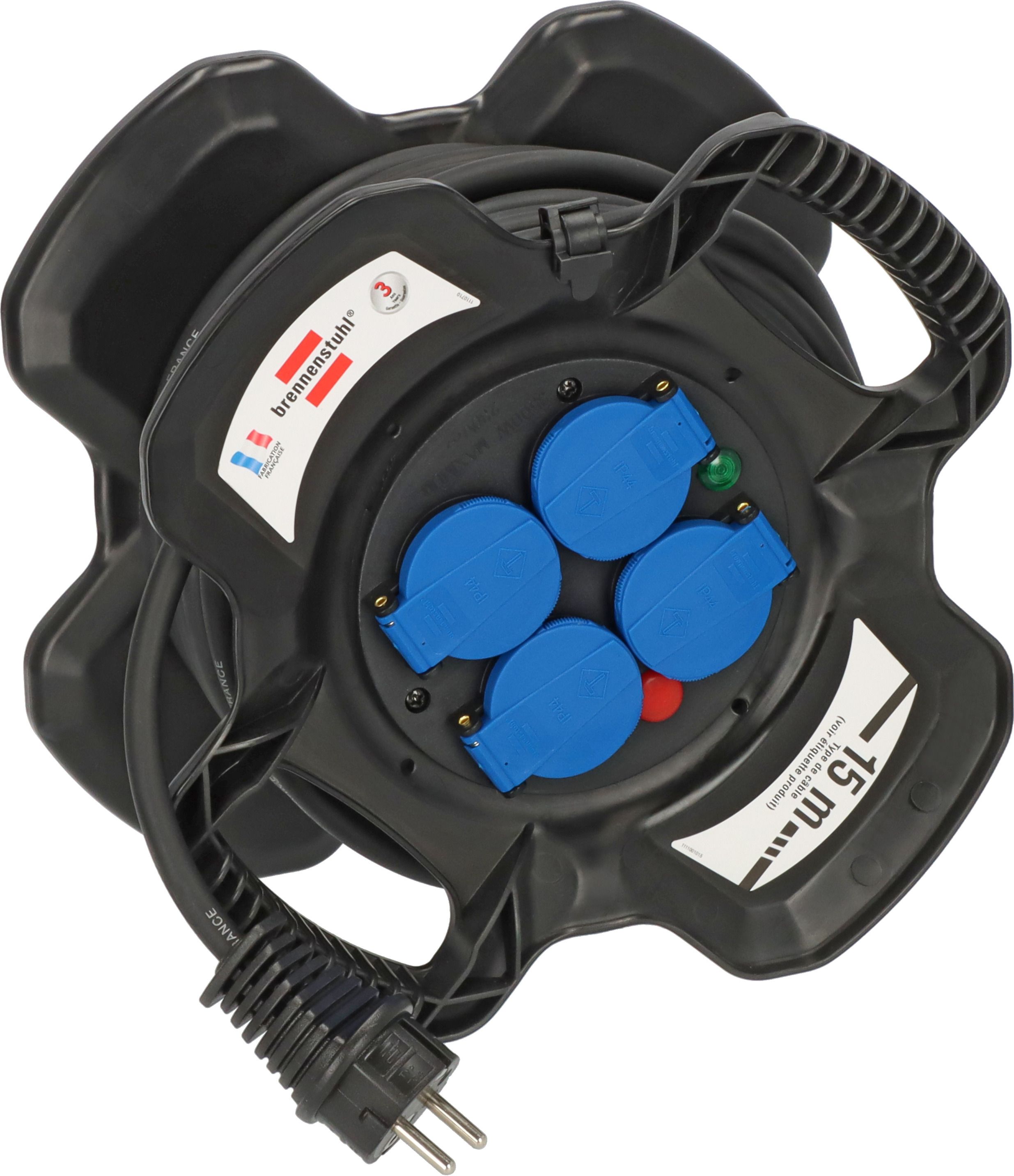 brennenstuhl 15m 4 Socket Type E - French Cable Reel Open Reel, 230 V, IP44