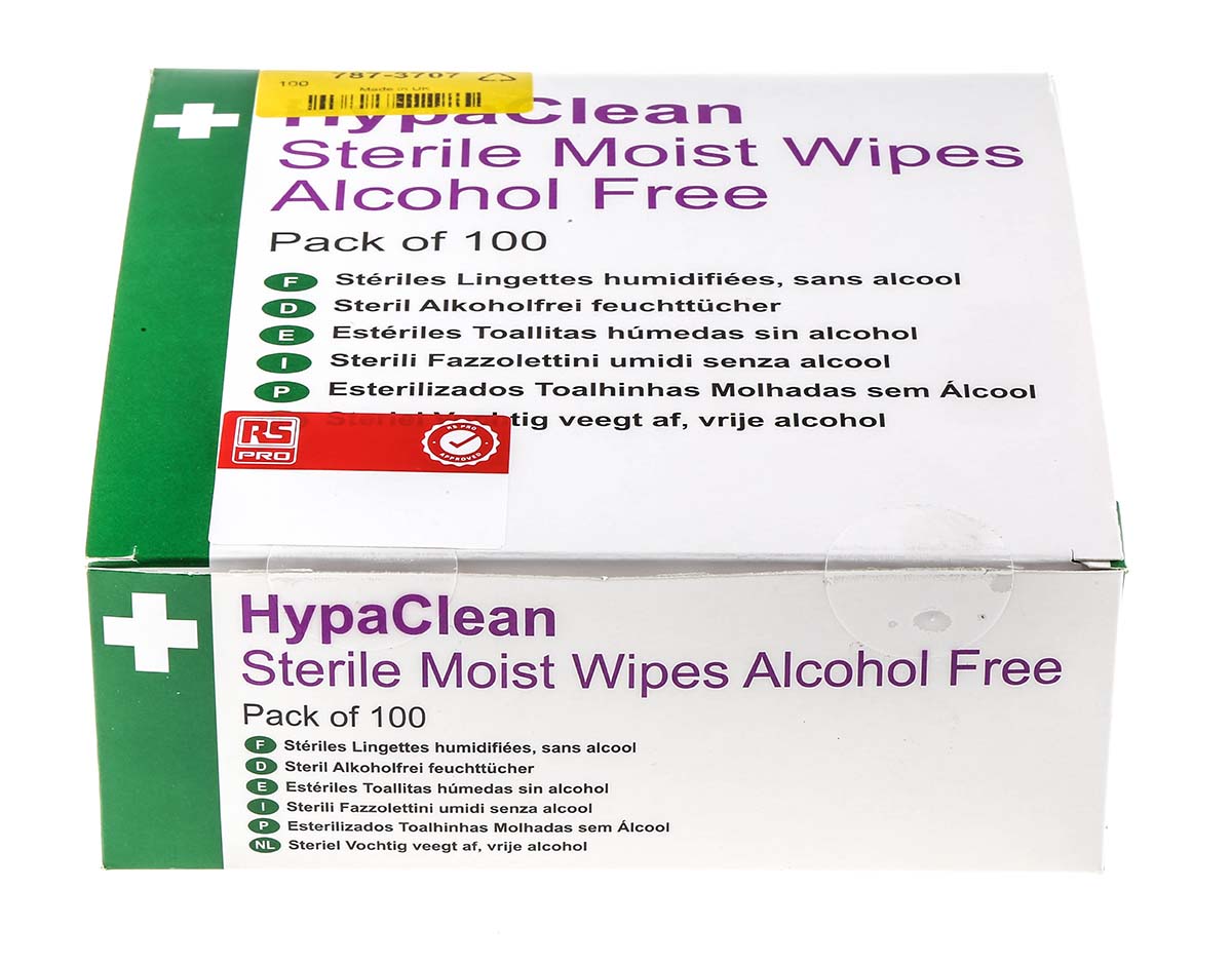 RS PRO Wound Cleaning Wipes Wipe, 100 Per Package