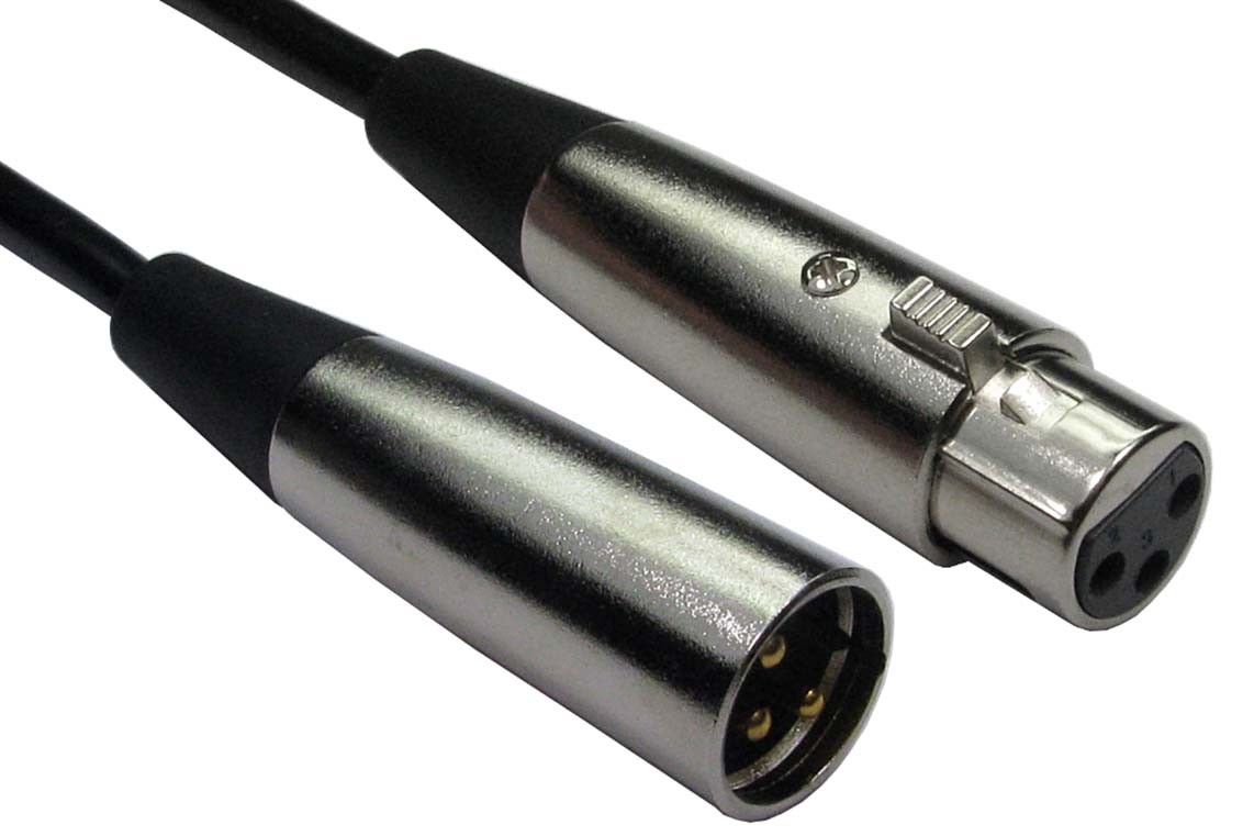 RS PRO Male 3 Pin XLR to Female 3 Pin XLR  Cable, Black, 3m