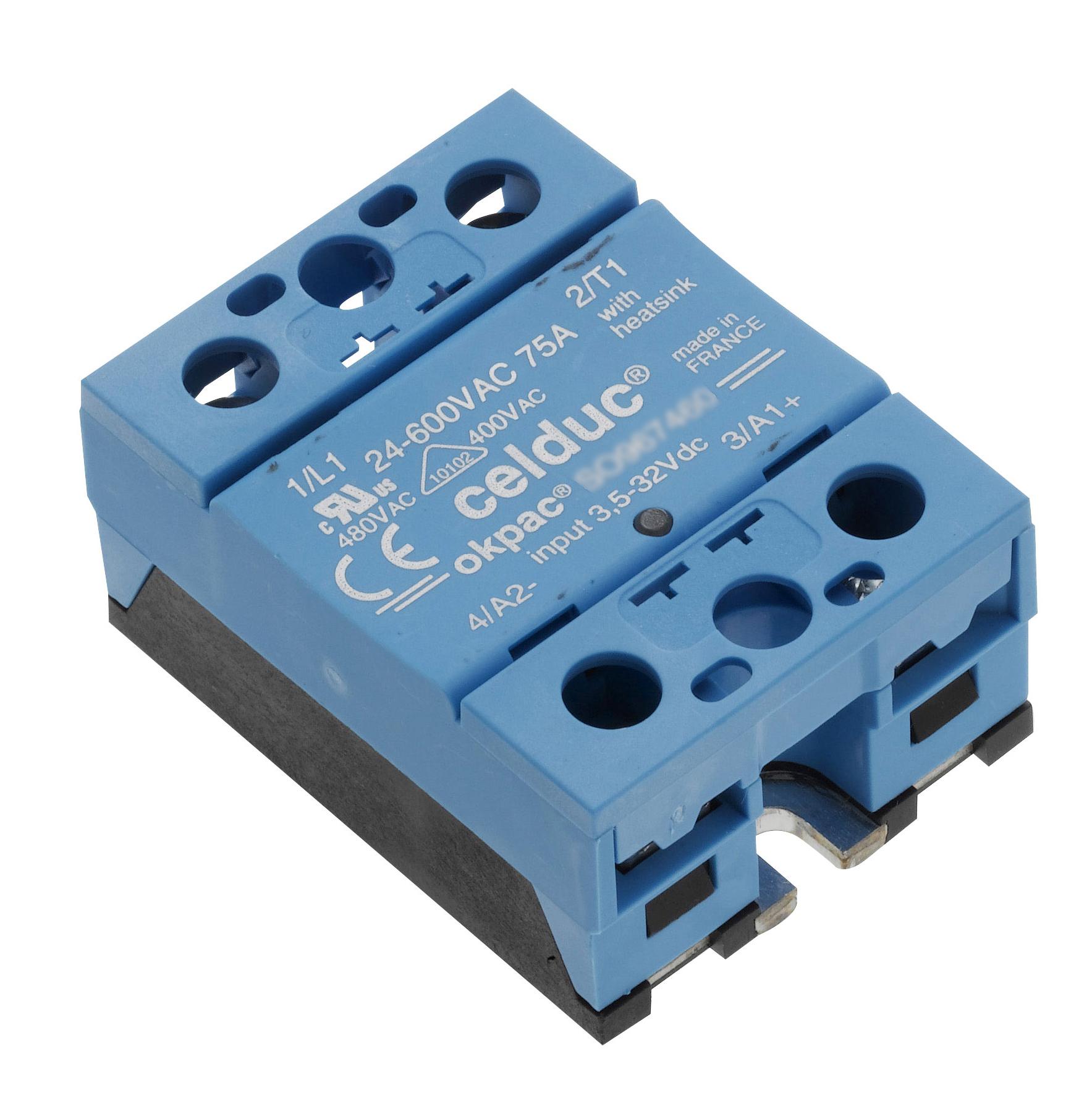 Celduc SON Series Solid State Relay, 50 A Load, Panel Mount, 480 V ac Load