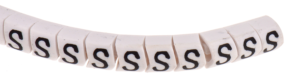 HellermannTyton Helagrip Slide On Cable Marker, Black on White, Pre-printed "S", 2 → 5mm Cable, 901-10383