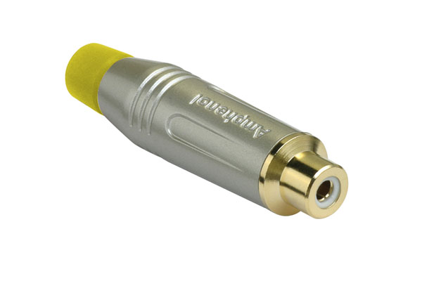 Amphenol Industrial Satin Gold Cable Mount RCA Socket, Gold, 10A