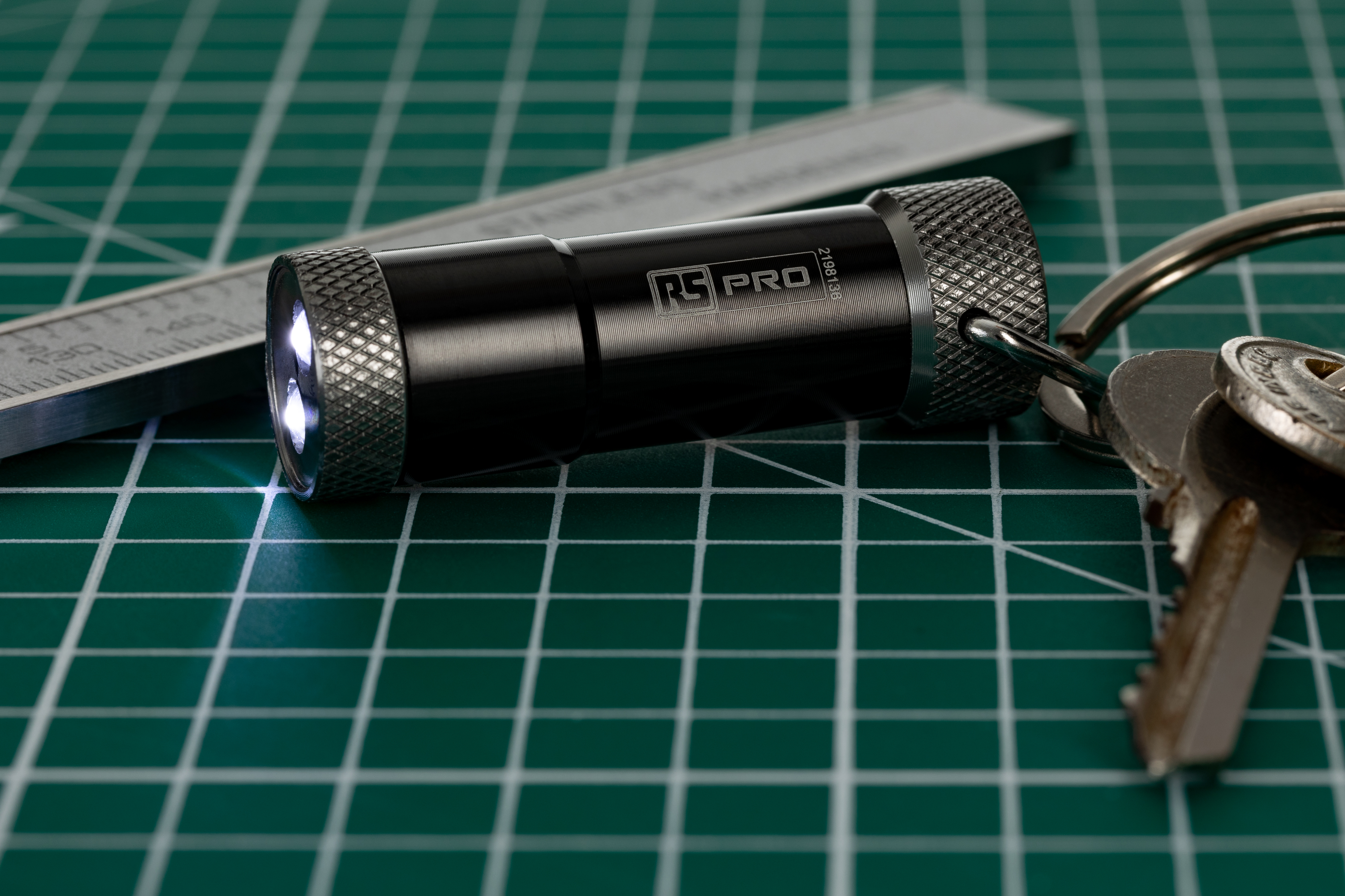 RS PRO LED Keyring Torch Black 10 lm, 53 mm