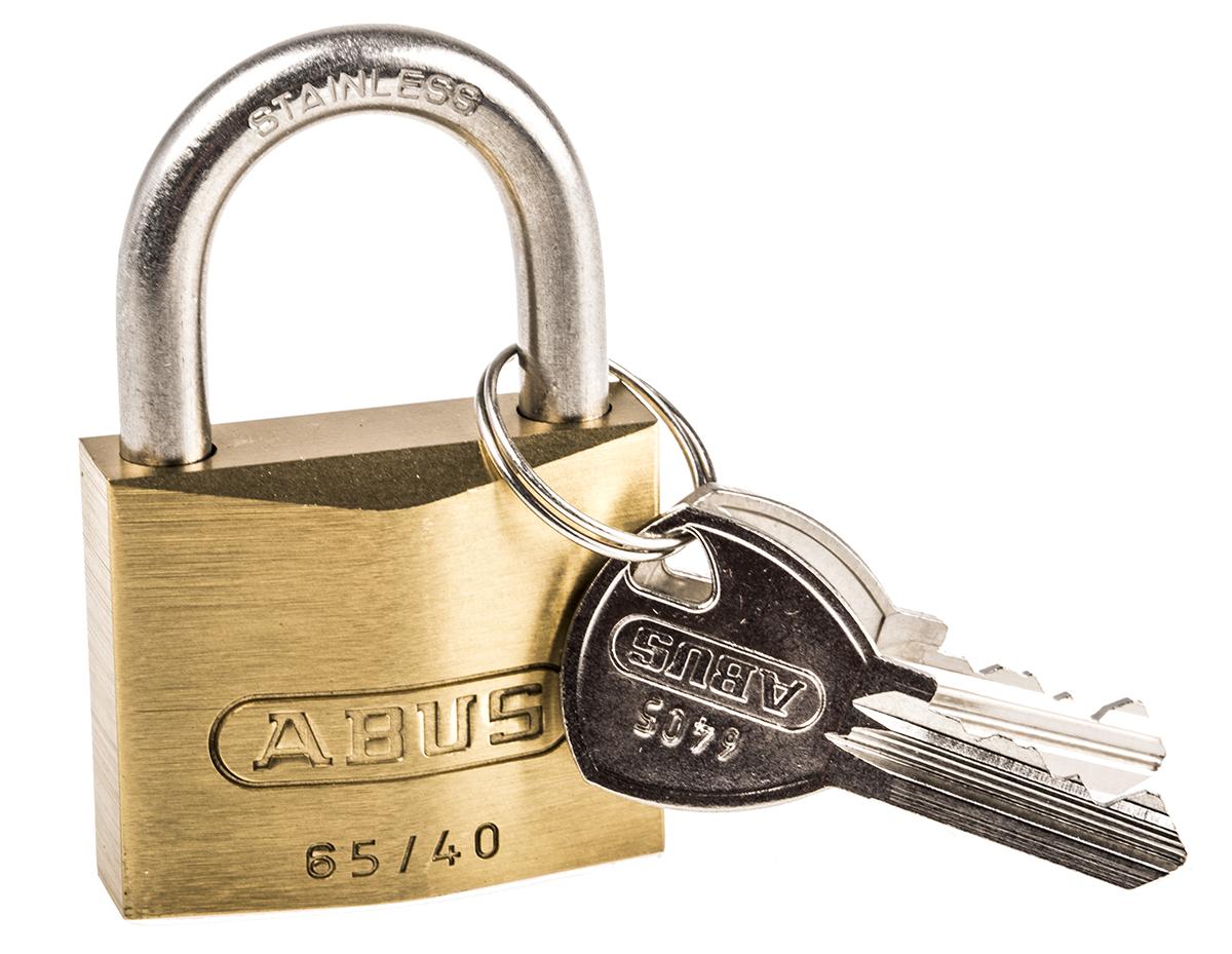 ABUS Key Weatherproof Brass Weatherproof Padlock, Keyed Alike, 6.5mm Shackle, 40mm Body