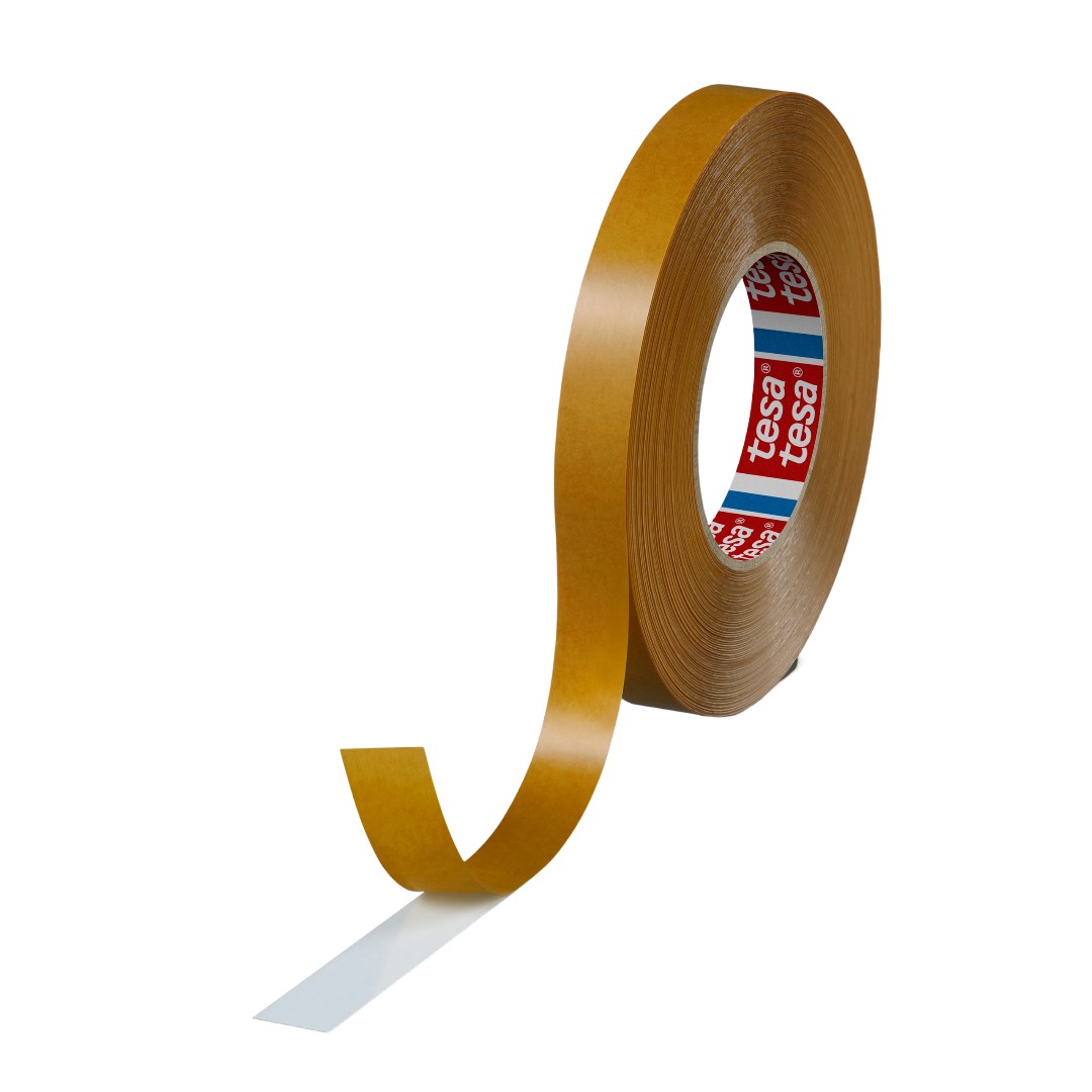 Tesa 04970-00150-00 White Double Sided Plastic Tape, 0.225mm Thick, 13,6 N/cm, PVC Backing, 19mm x 50m