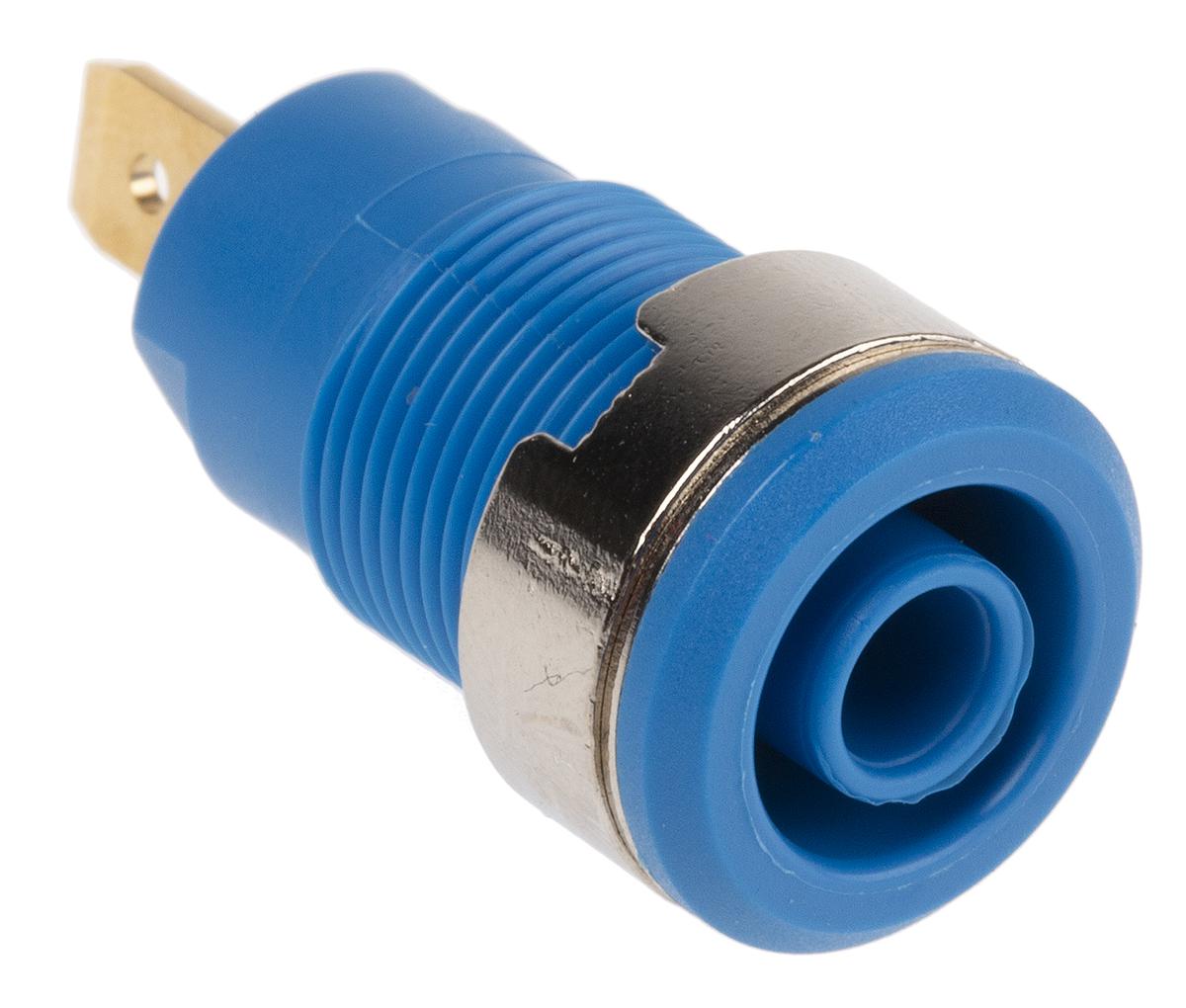 Staubli Blue Female Banana Socket, 4 mm Connector, Tab Termination, 24A, 1000V, Gold Plating