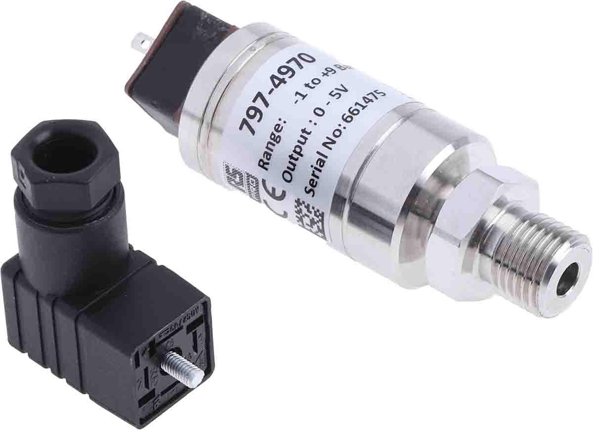 RS PRO Pressure Sensor, -1bar Min, 9bar Max, Voltage Output, Relative Reading