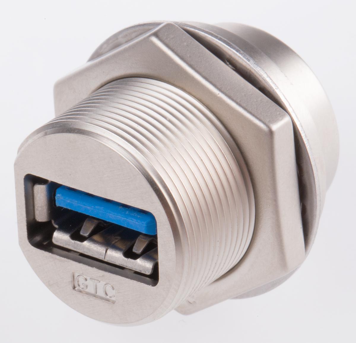 RS PRO Straight, Panel Mount, Socket- Single Port Type A 3.0 USB Connector