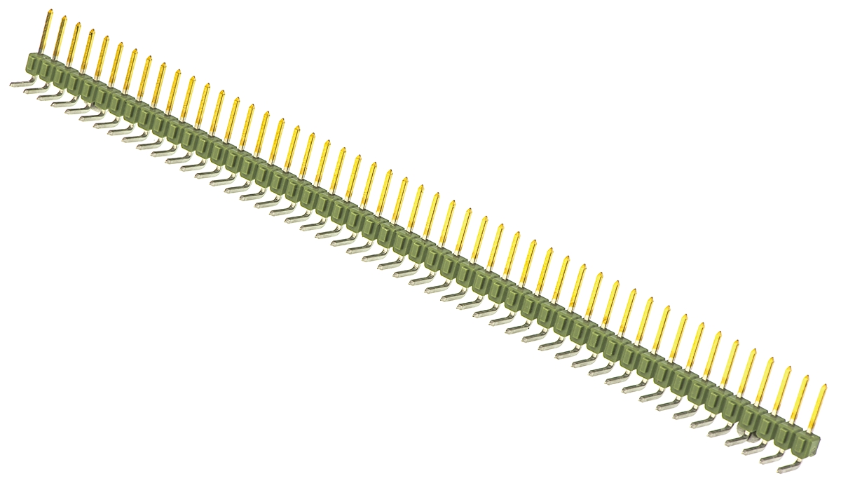 TE Connectivity AMPMODU MOD II Series Right Angle Through Hole Pin Header, 50 Contact(s), 2.54 mm Pitch, 1 Row,
