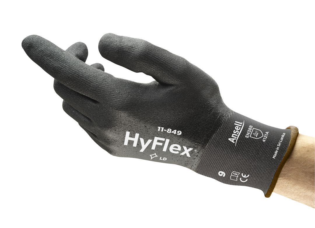 Ansell 11-849 Grey Nylon, Spandex Work Gloves, Size 6, Nitrile Coating