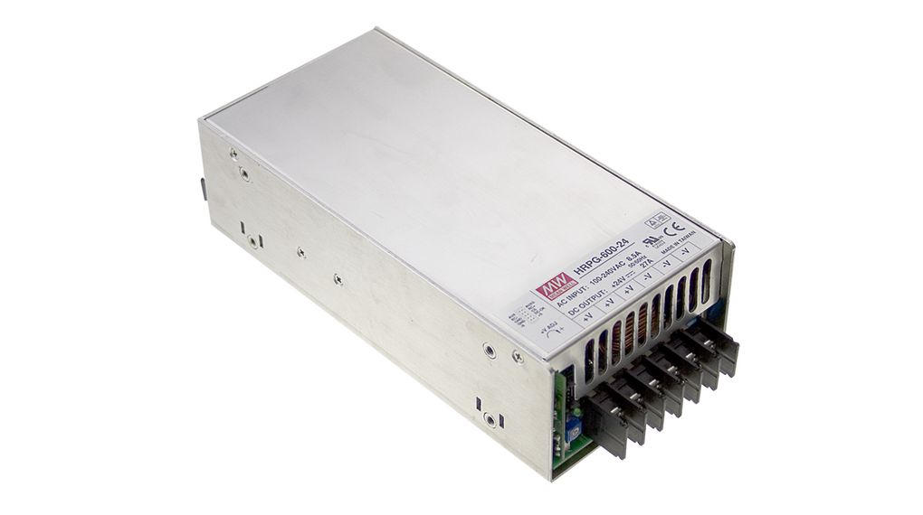 MEAN WELL Switching Power Supply, HRP-600-24, 24V dc, 27A, 648W, 1 Output, 264V ac Input Voltage