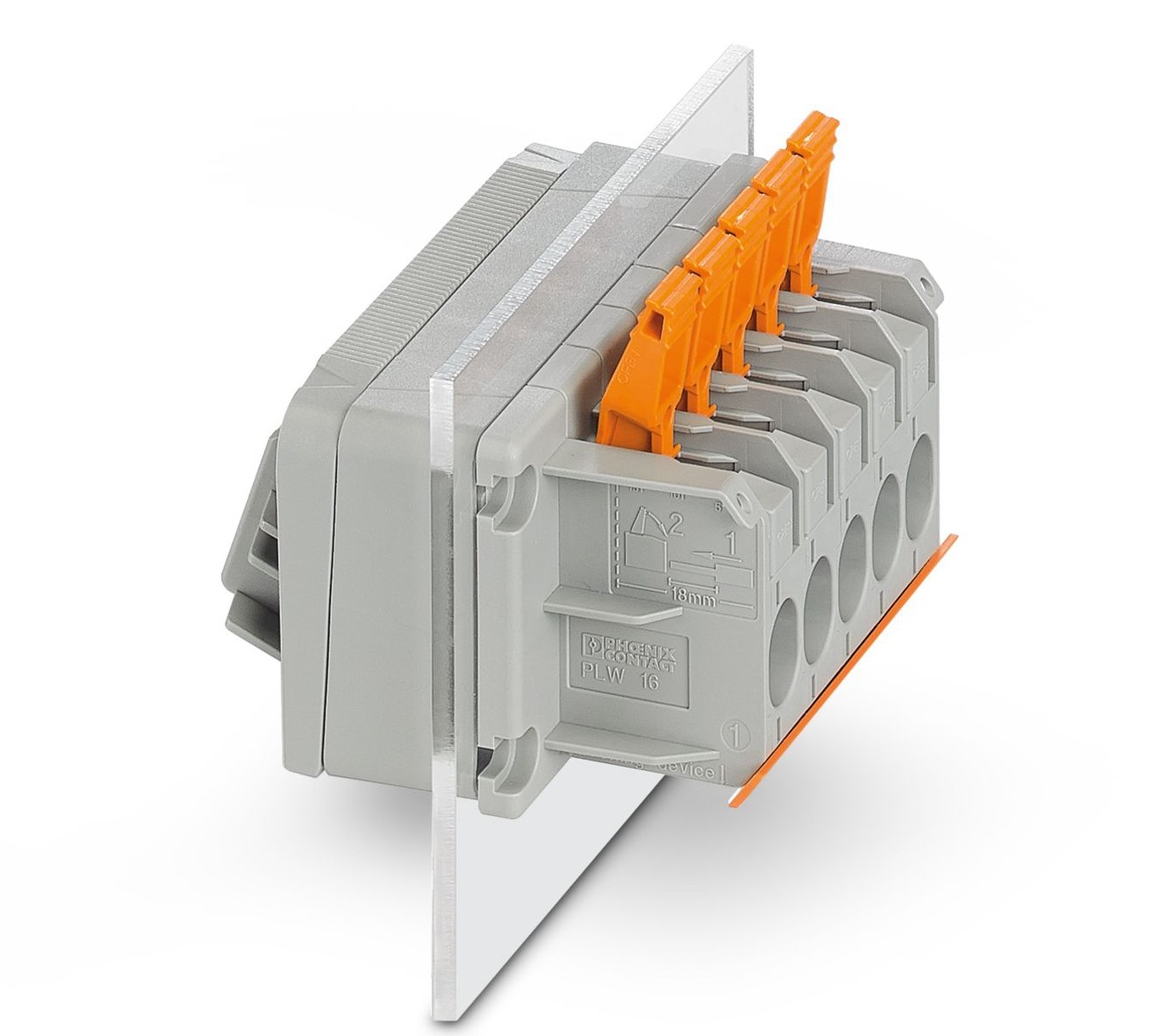 Phoenix Contact PLW 16-6/ 3-10 Series Feed Through Terminal Block, 3-Contact, 10mm Pitch, Panel Mount, 1-Row, Push Lock