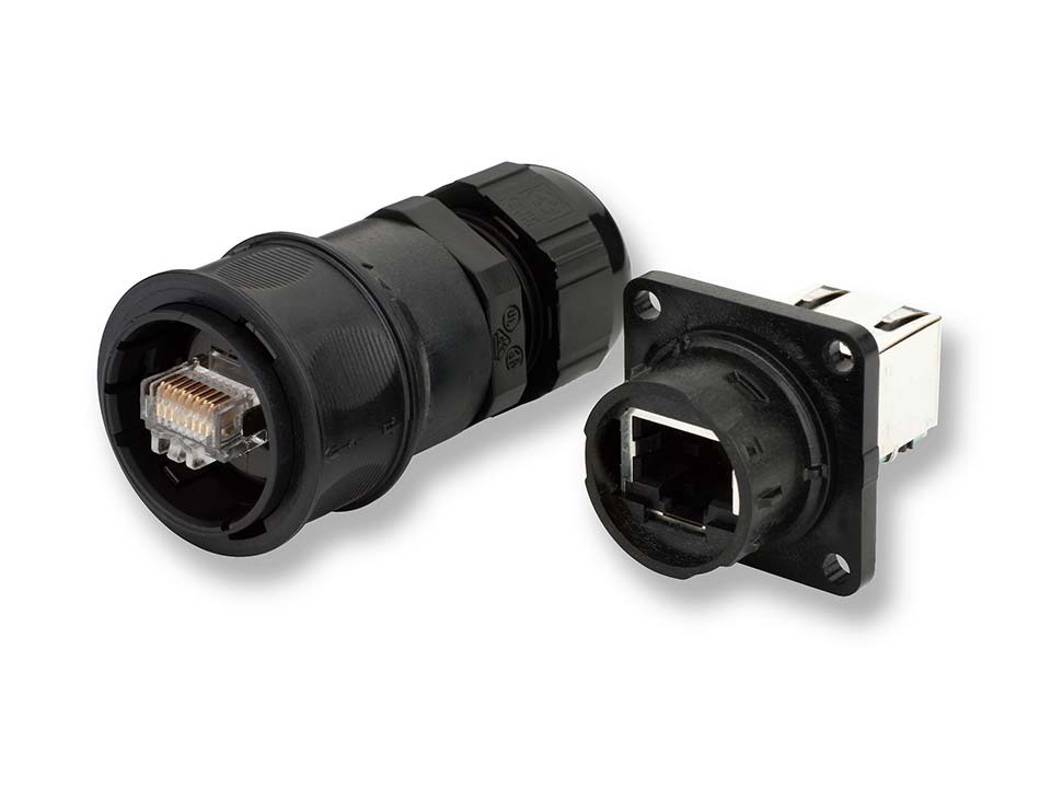 Amphenol Socapex RJF544 Series Female RJ45 Connector, Panel Mount, Cat6 1 Port 8 -Way