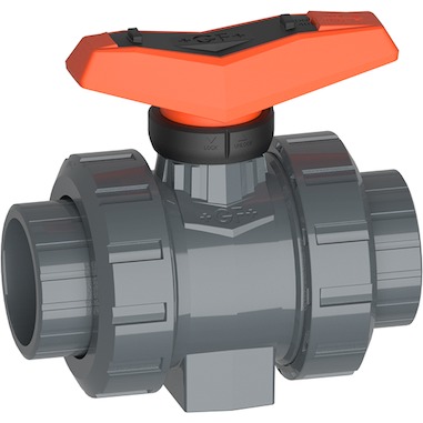 Georg Fischer PVC-U 2 Way, Ball Valve, Solvent Cement Socket, 3/8in