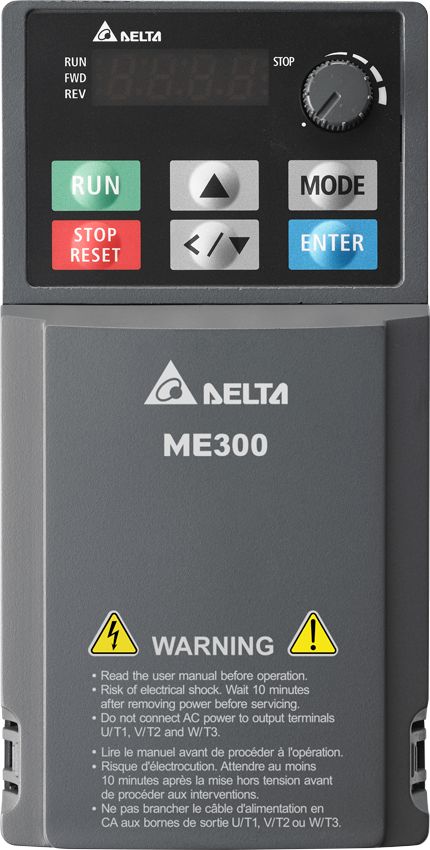 Delta Electronics Inverter Drive, 0.75 kW, 3 Phase, 460 V, 2.7 A, VFD-ME Series