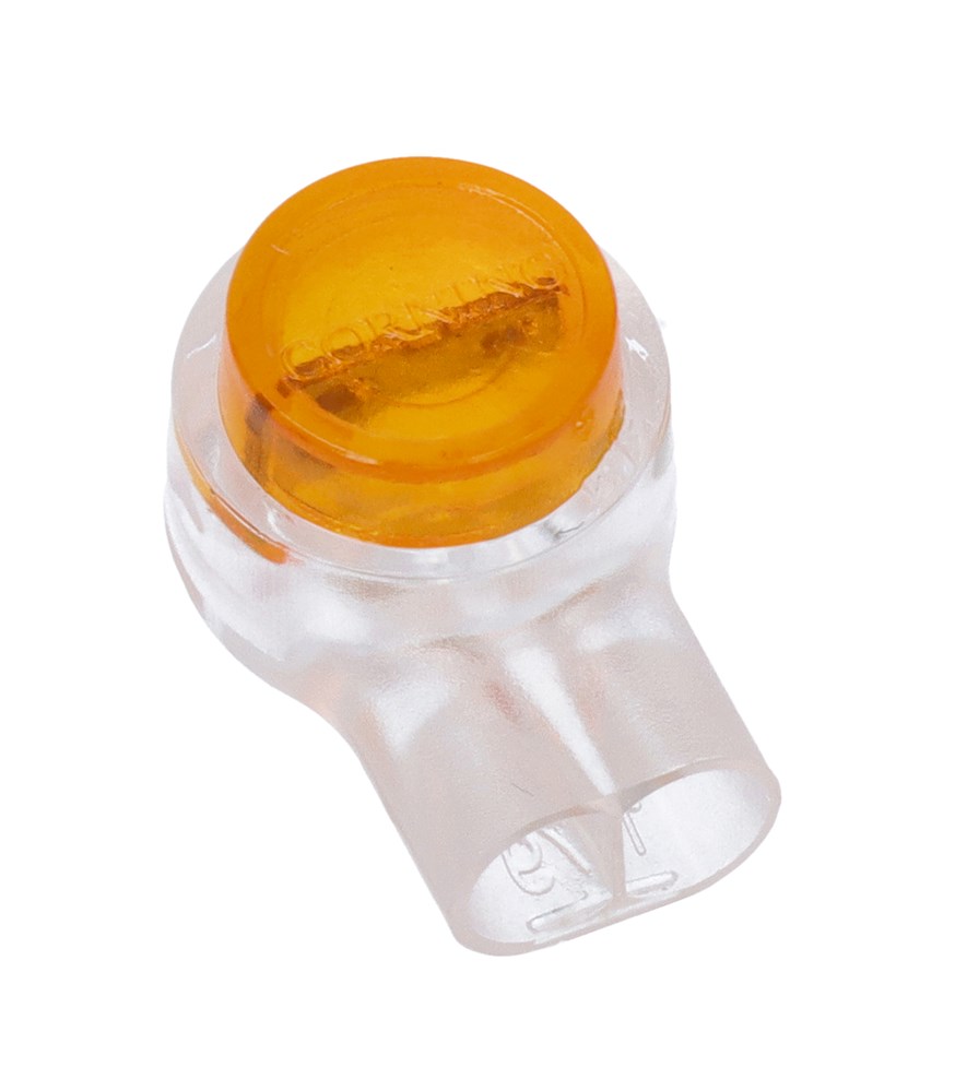 Corning, UY Butt Splice Connector, Orange, Insulated 22 → 26 AWG