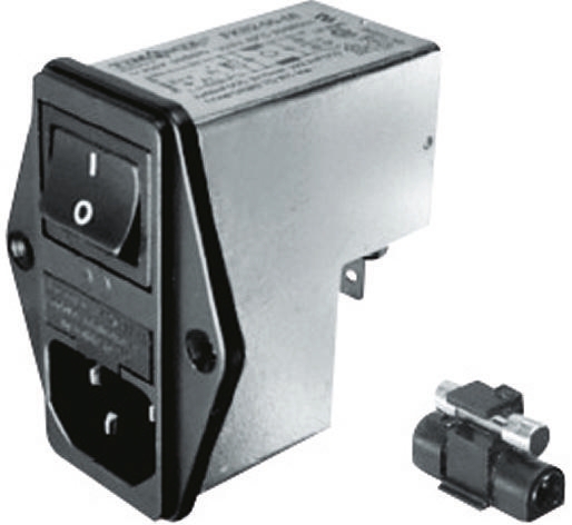 Schurter 1A, 250 V ac Male Panel Mount Filtered IEC Connector 2 Pole 4304.4001 1 Fuse