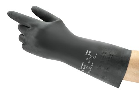 Ansell AlphaTec 29-500 Black Cotton Latex Work Gloves, Size 8