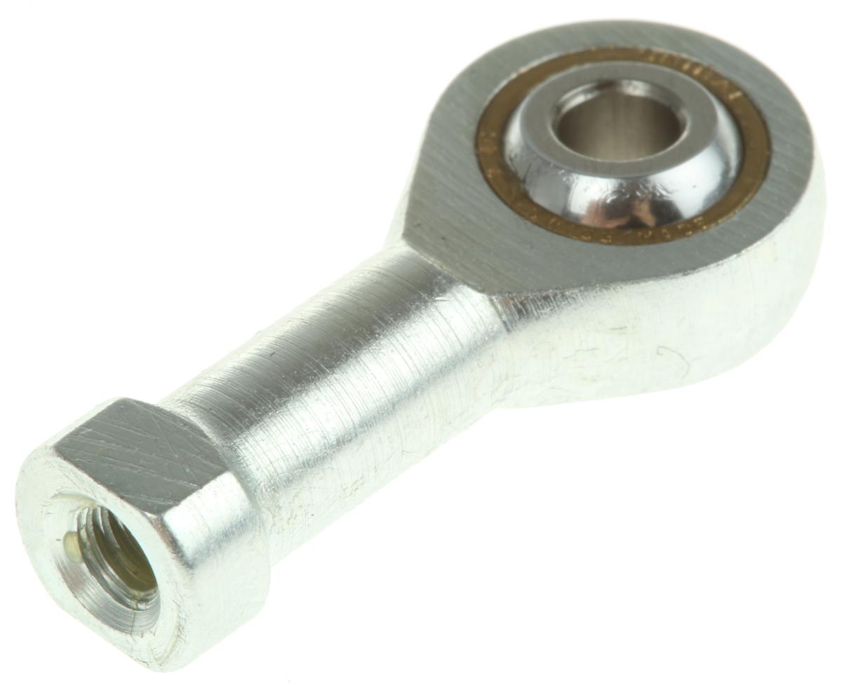 RS PRO M4 x 0.7 Female Steel Rod End, 4mm Bore, 31mm Long, Metric Thread Standard, Female Connection Gender