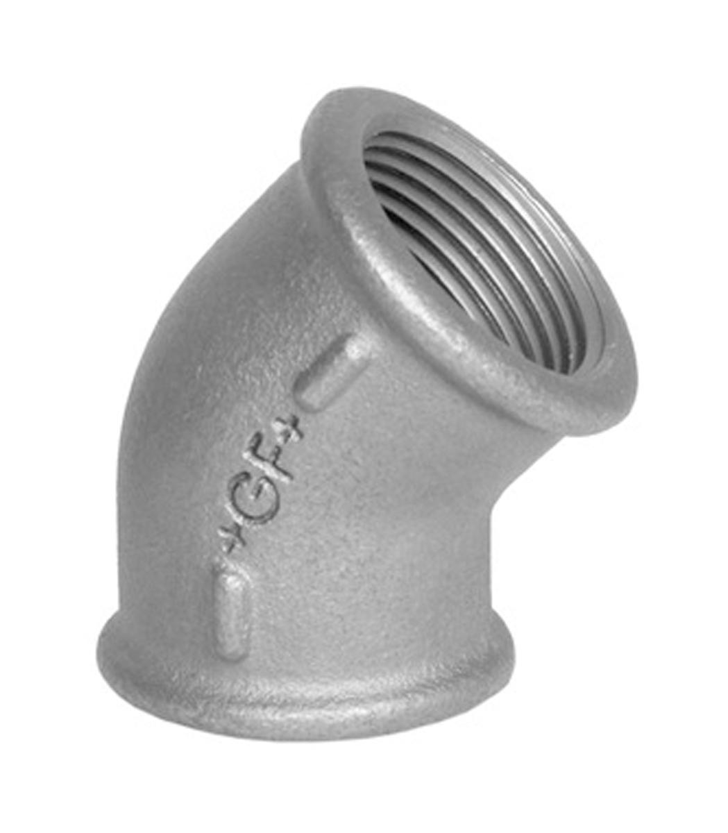 Georg Fischer Black Oxide Malleable Iron Fitting, 45° Elbow, Female BSPP 1/2in to Female BSPP 1/2in
