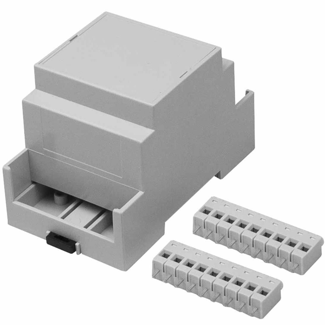 RS PRO Extended Walls/Sides Enclosure Type, 53.4 x 90 x 58mm, Polycarbonate DIN Rail Enclosure Kit