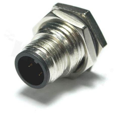 Amphenol Industrial Circular Connector, 4 Contacts, Panel, M12 Connector, Plug, Male, IP68, IP69K, M Series