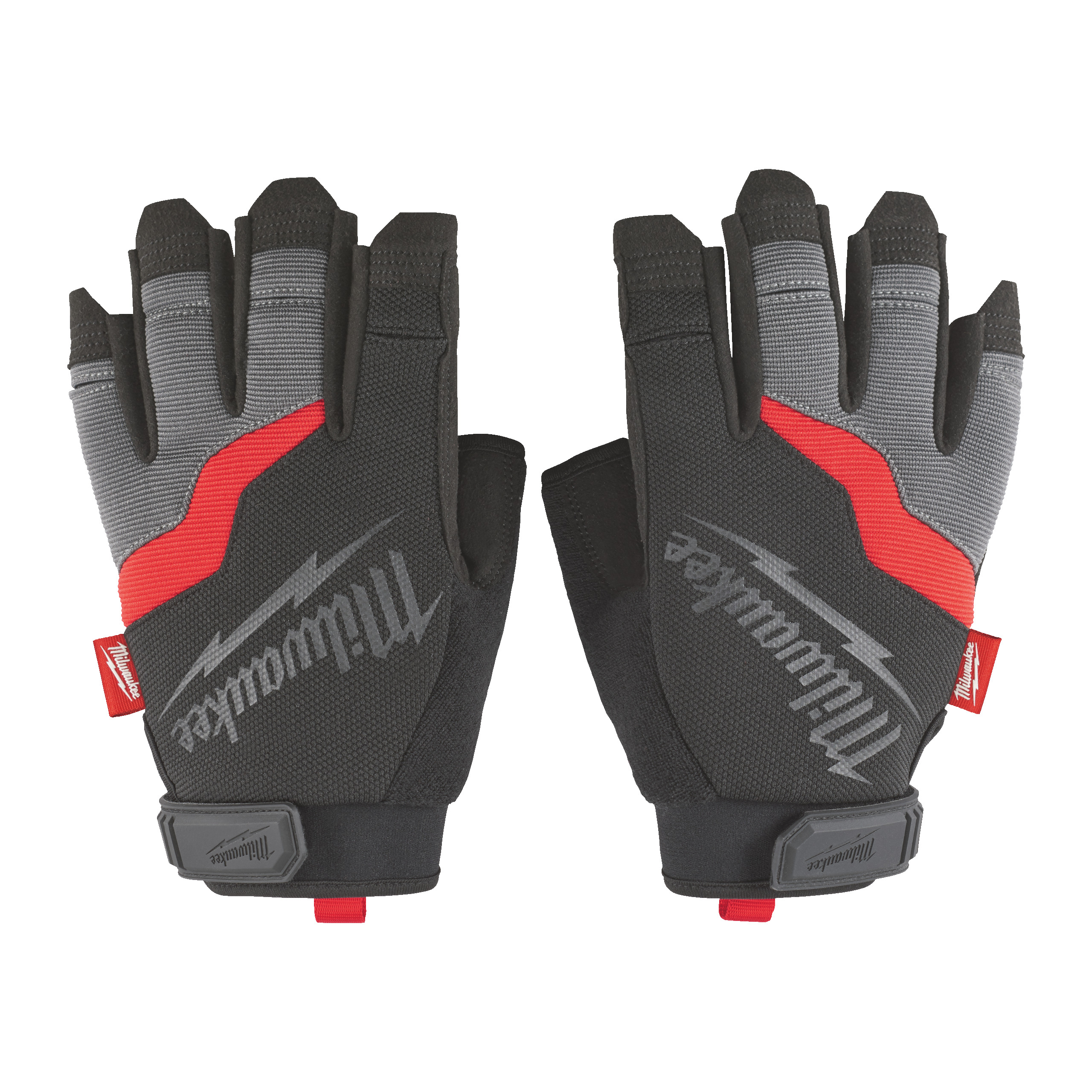 Milwaukee Fingerless Black, Grey Synthetic Leather Work Gloves