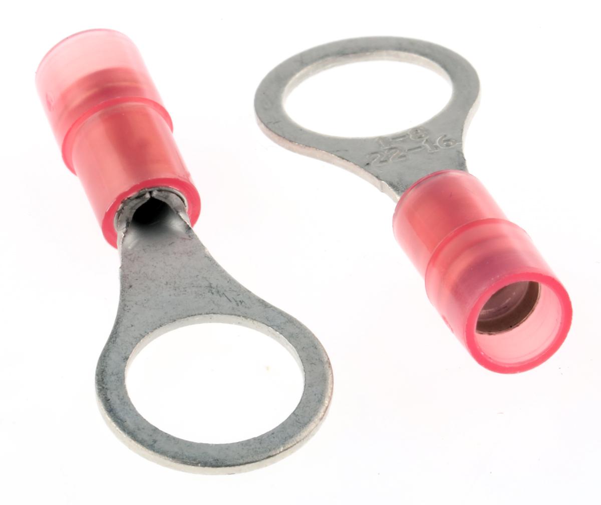 RS PRO Insulated Ring Terminal, M8 Stud Size, 0.5mm² to 1.5mm² Wire Size, Red