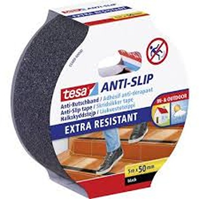 Tesa 55588-00000-11 Black PVC 5m Anti-slip Hazard Tape