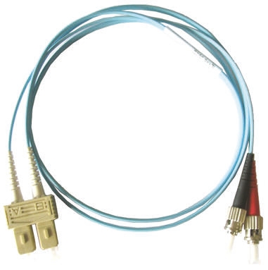 Molex Premise Networks ST to SC Duplex Multi Mode OM3 Fibre Optic Cable, 50/125μm, Aqua, 3m